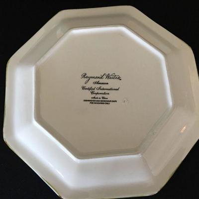 Set of 4 "Amazon" 9" Hexagonal Salad Plates Dishwasher/ Microwave Sage lot 145