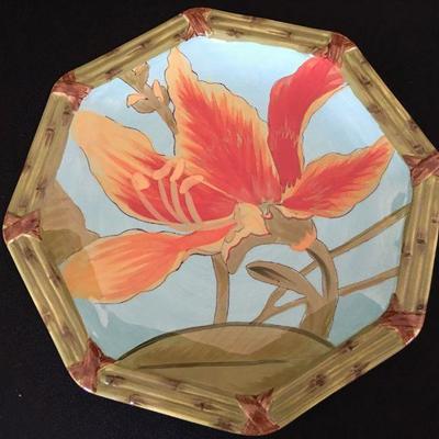 Set of 4 "Amazon" 9" Hexagonal Salad Plates Dishwasher/ Microwave Sage lot 145
