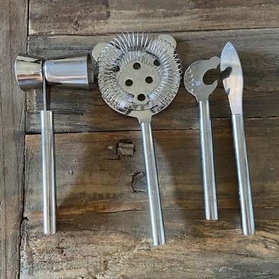 OGEE Stainless Ice Bucket, 2 pairs ice tongs and Cocktail Tools set