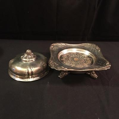Lot 51 - Tiffany & Co. Sterling Covered Butter Dish & Pedestal Dishes