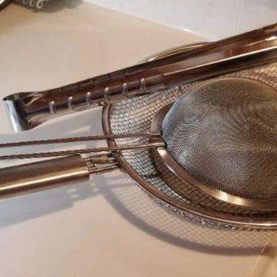 Lot 531: Basket/sifter and Tongs