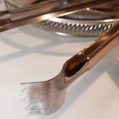 Lot 531: Basket/sifter and Tongs