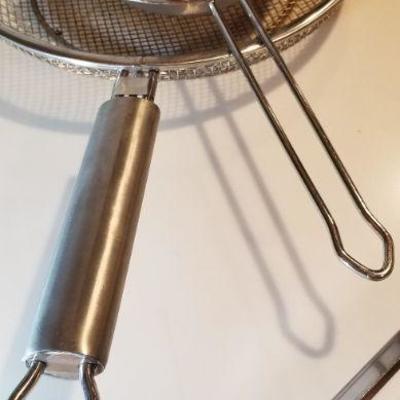 Lot 531: Basket/sifter and Tongs