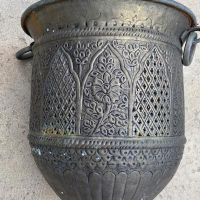 Brass Heavy Rustic Moroccan Plant Pot