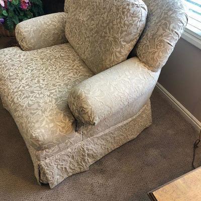 #28 Overstuffed Chair, Damask Fabric by ROWE