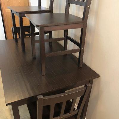 #33 Dark Wood Kitchen table w/4 Chairs
