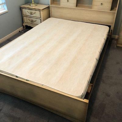 #98 Full Size Bed Frame, with Bookcase Headboard and Box Spring. 