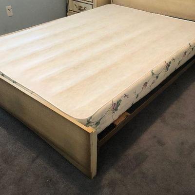 #98 Full Size Bed Frame, with Bookcase Headboard and Box Spring. 