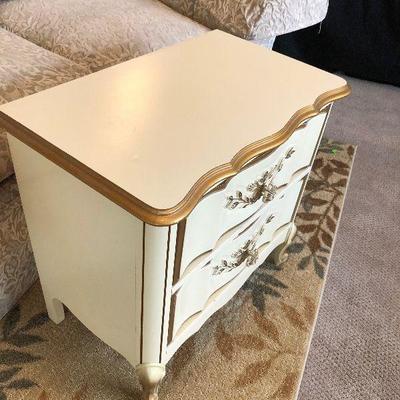 #100 French Provincial Ivory and Gold Night Stand 