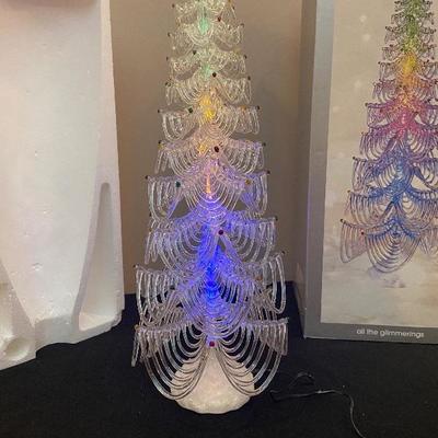 #131 2 Light up Classic, Glass Looking Trees.