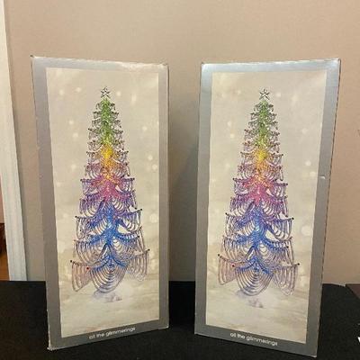 #131 2 Light up Classic, Glass Looking Trees.