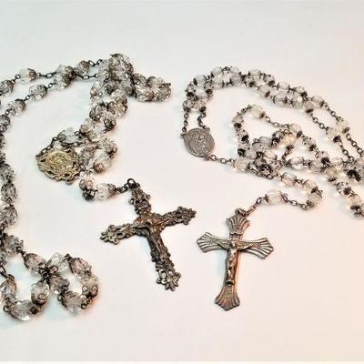 Lot #110  Two lovely vintage Sterling Silver & Crystal Rosaries