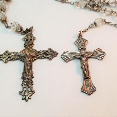 Lot #110  Two lovely vintage Sterling Silver & Crystal Rosaries