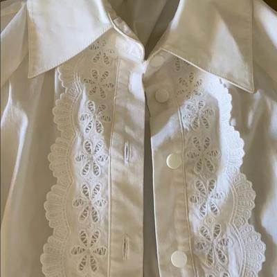 CATHERINE MALANDRINO white lace blouse 3/4 length sleeves SIZE 6