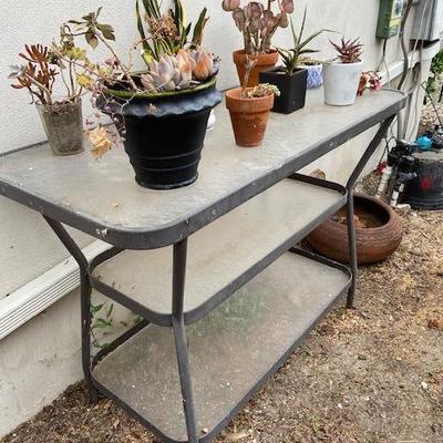 Vintage Metal and glass plant stand 1970's