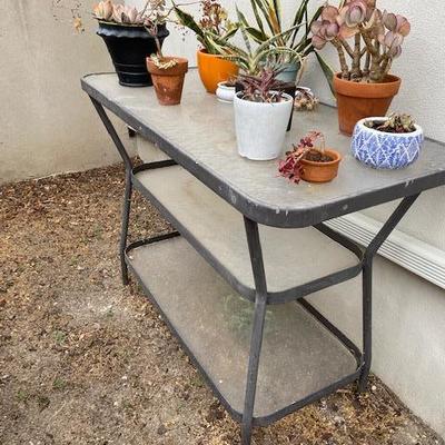 Vintage Metal and glass plant stand 1970's