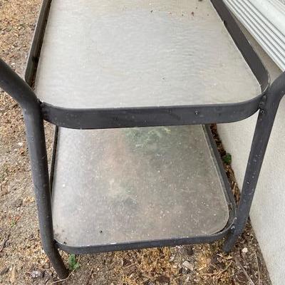 Vintage Metal and glass plant stand 1970's