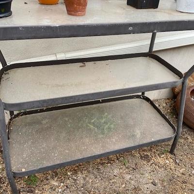 Vintage Metal and glass plant stand 1970's
