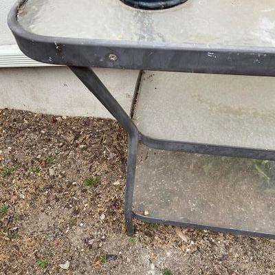 Vintage Metal and glass plant stand 1970's