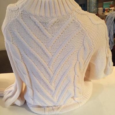 LOFT cream cable knit sweater 100% cotton New 