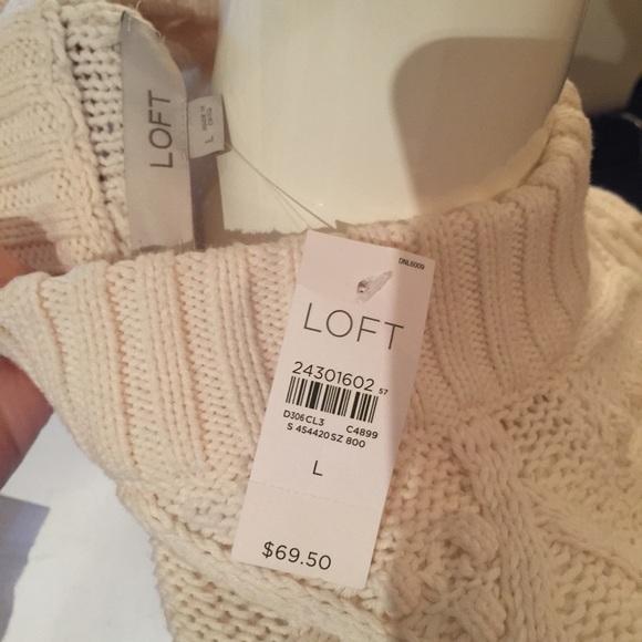 LOFT cream cable knit sweater 100 cotton New EstateSales