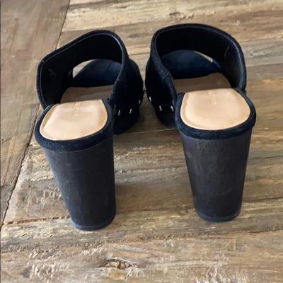 BANANA REPUBLIC black wooden suede clogs Size 8
