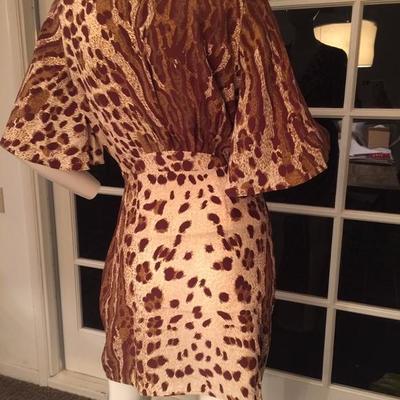 PARKER silk leopard print wrap dress with ruffle SIZE XS