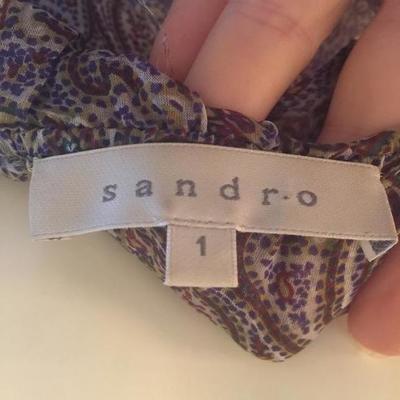 SANDRO SILK DRESS TIERED BLACK PAISLEY PRINT size 1 = size small