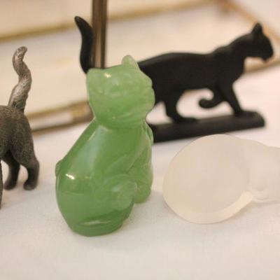 Lot 37 Curio Cabinet & Cat Collection