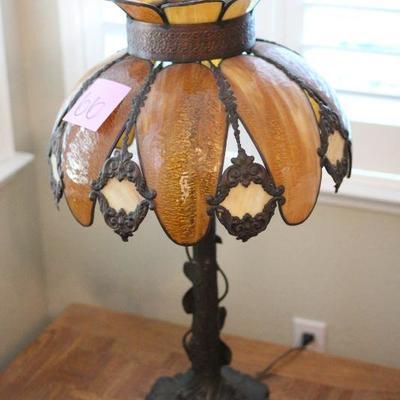 Lot 66 Stained Glass Lamp w/ Iron Base