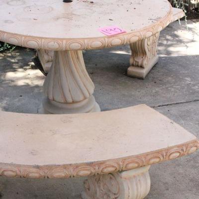 Lot 192 Cement Outdoor Table & Benches