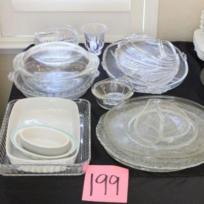Lot 199 Glass Serving Dishes & Bowls