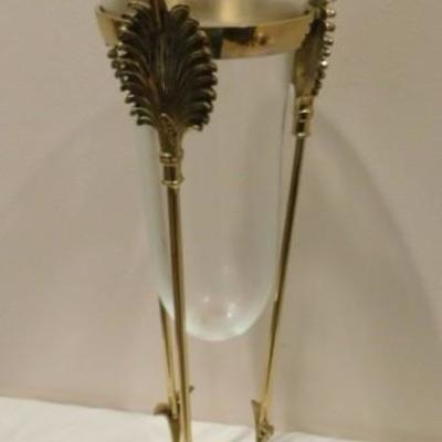 Decorative Lacquered Brass and Glass Stand 19