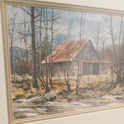 Framed Signed  Print of Cabin by Jim Gray 21