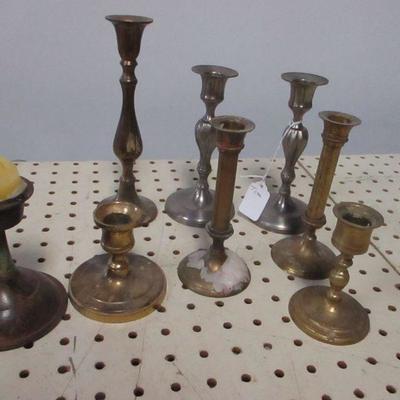 Lot 15 - Brass Candle Sticks & More
