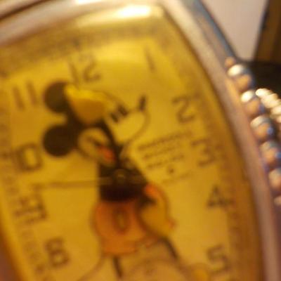 "Vintage 1938 Mickey Mouse wrist watch with box." made by Ingersoll.