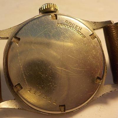 "Mens Gruen veri-thin precison pilot wrist watch".