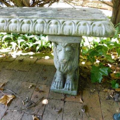 Choice One Vintage Concrete Outdoor Patio Bench with Lion Pedestals 53