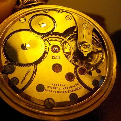 " Longines Mens pocket watch" 17 Jewels, gold.