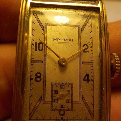 " Vintage Imperial Mens wrist watch"  roll gold plate 10k.