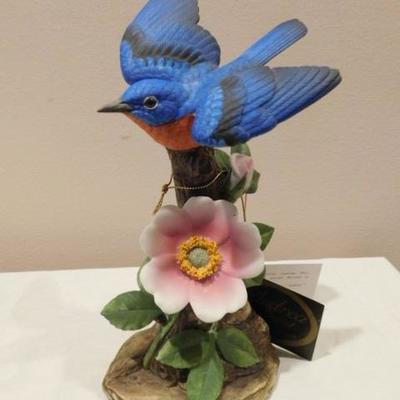 Vintage Andrea by Sadek Porcelain Blue Bird Statuette 8
