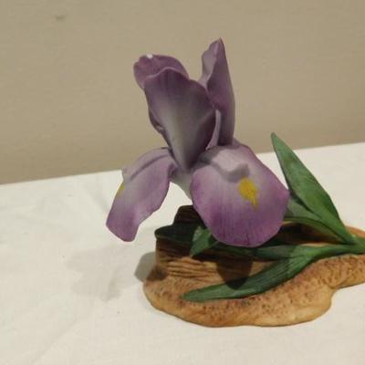 Vintage Andrea by Sadek Purple Iris Porcelain Flower with Box