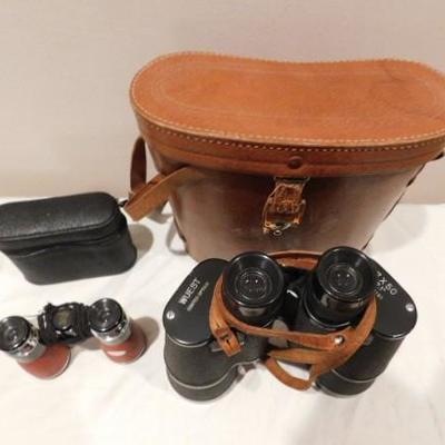 Set of Wuest Binoculars 7x50mm and Lark 4x30mm Field Glasses with Cases