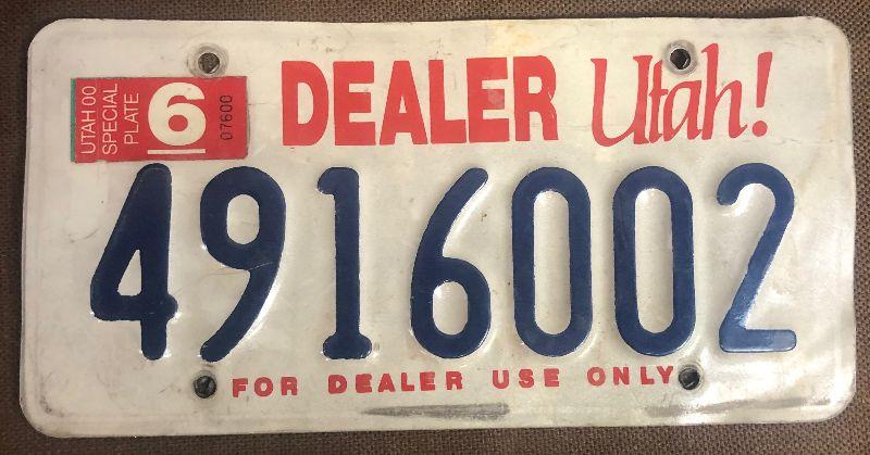 319 UTAH Dealer License Plate EstateSales