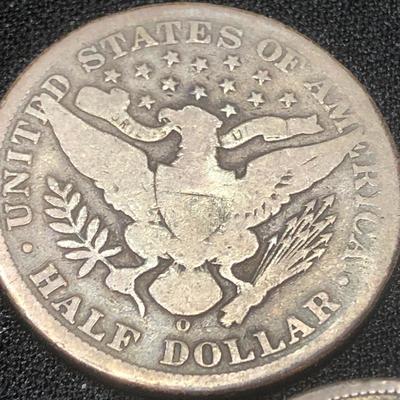 Lot of 3 Barber Silver Half Dollars - 1898-O & 1899