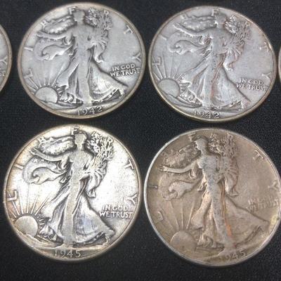 Lot of 16 Walking Liberty Silver 50c Coins - 1934-1946