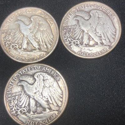 Lot of 16 Walking Liberty Silver 50c Coins - 1934-1946