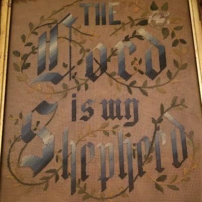 Lot #38 Antique Victorian Paper Punch Motto - The Lord is my Shepherd