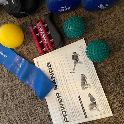 FITNESS BUNDLE hand wrist ankle weights, kettle bell, resistance bands, lacrosse balls