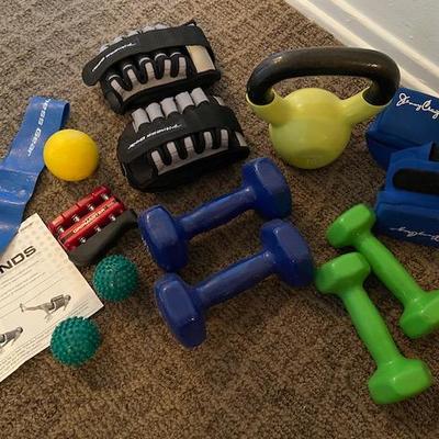 FITNESS BUNDLE hand wrist ankle weights, kettle bell, resistance bands, lacrosse balls